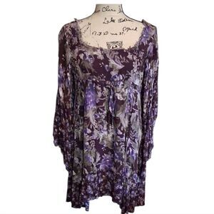 FREE PEOPLE Vintage Moon Child Purple Print  Women's Mini Dress Size Small